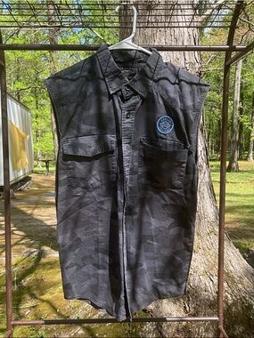 Harley-Davidson Black Camouflage Sleeveless Utility Shirt Vest